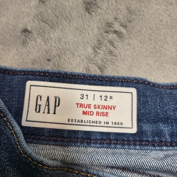 Gap Jeans Womens 12 Regular Blue True Skinny Mid Rise Stretch Denim Medium Wash - Picture 3 of 10